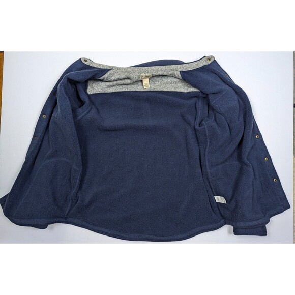 Men's L.L.Bean Vintage Style Heavy Sweater Fleece Full Button XL Blue - Picture 3 of 13